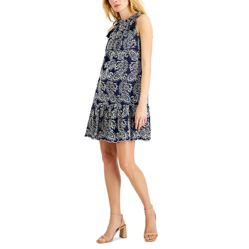 Taylor Womens Cotton Embroidered A Line Dress
